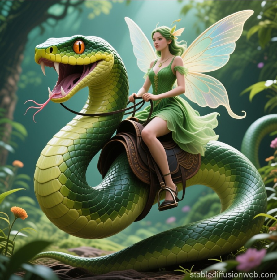 蛇に乗る妖精